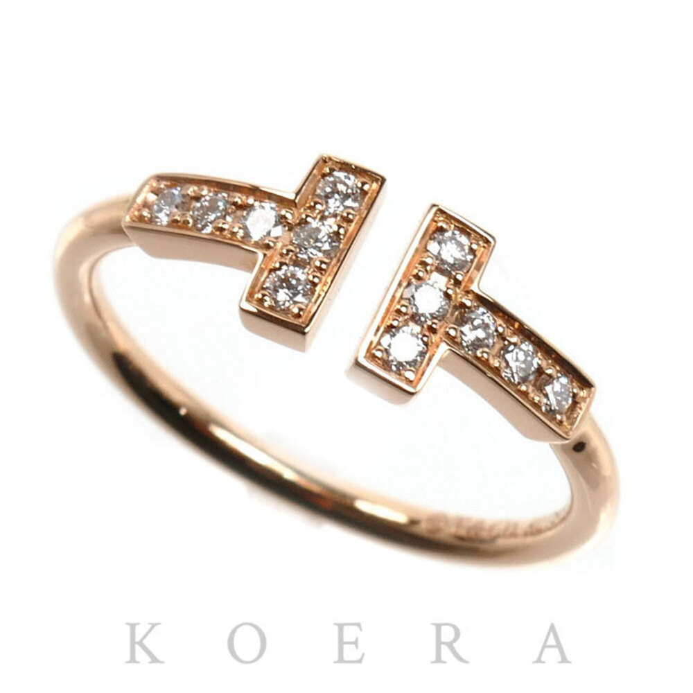 TIFFANY&Co. Tiffany 18KPG Pink Gold T Wire Ring with Diamond, 2.3g, Women's